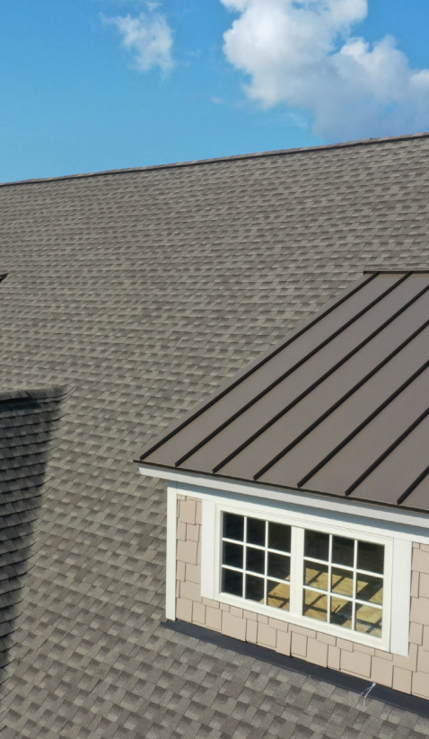 asphalt and metal roof