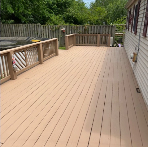cleaned wooden deck area